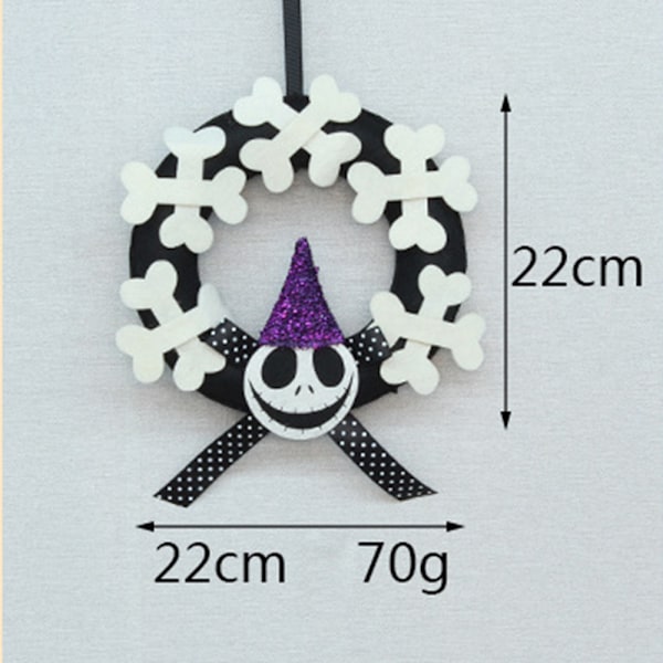 20cm Halloween-krans i non-woven materiale, gresskar-krans for innendørs