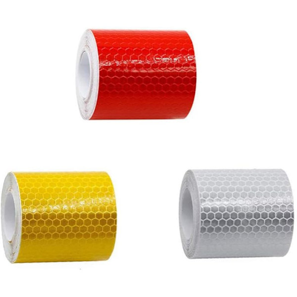 Reflekterende tape 3 stk. Reflekterende tape sikkerhedsrefleks tape advarsel nat synlighed med honeycomb pil 5cm x 3m