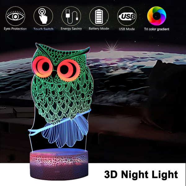 Cool 3D natlys kreativ gave lys Sengetidslys led lampe