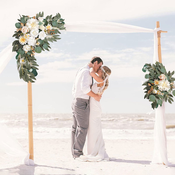 2 stk Blomster Bryllupsbue Kunstige Blomster til Bryllupsseremoni Skilt Blomster til Buegang til Bryllup