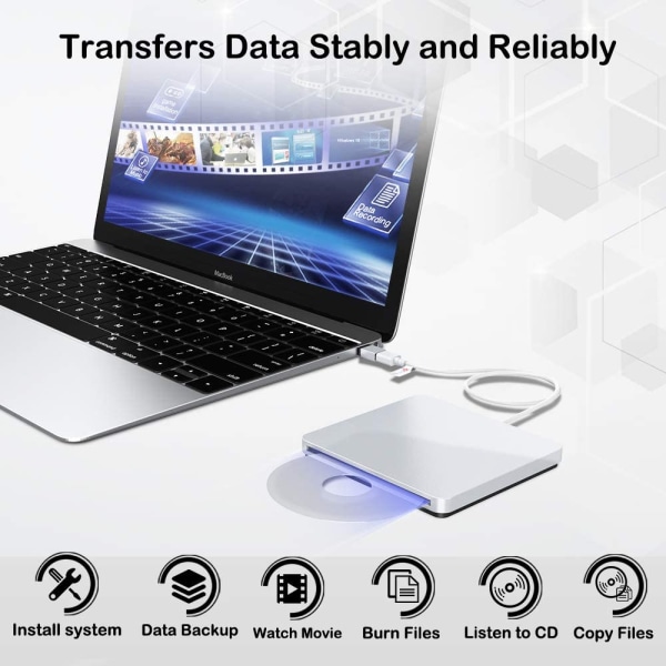 USB C Type-c Ultraohut ulkoinen DVD-asema/poltin/optinen asema CD RW DVD RW Superdrive Disc Duplicator
