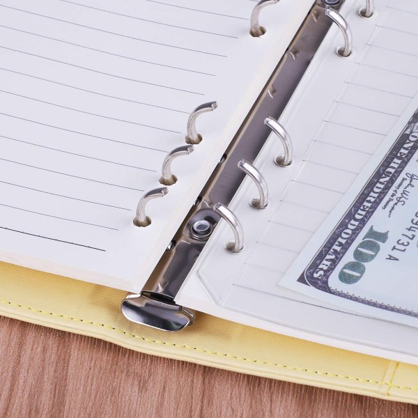 A6 PU Läder Notebook Pärm Återfyllbar 6 Ring Pärm för A6 Yellow