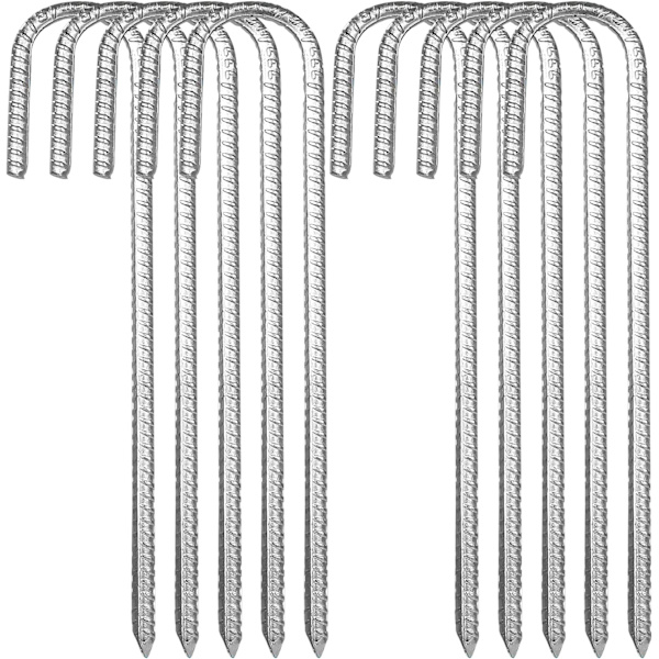 10-pack markankare, galvaniserade ståltältpinnar, J-krok