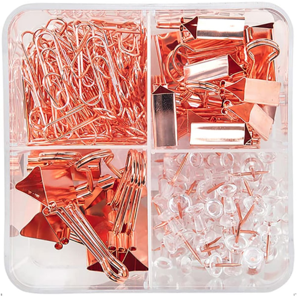 Binder Clips Paper Clips Push Pins Sets with Box for