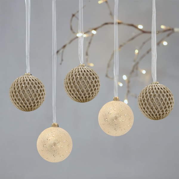 12 st Julbollsprydnader 8cm Glitter Paljett Foam Ball golden