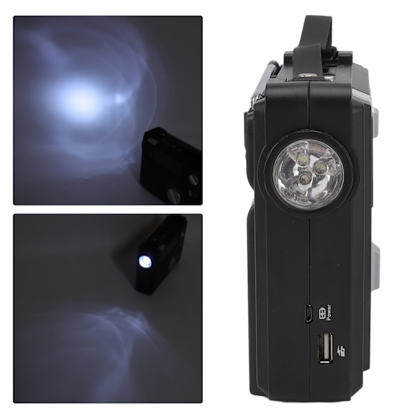 Handvevradio AM FM SW Multi Band LED Nödradio med MP3-uppspelning U-diskslagringskortplats