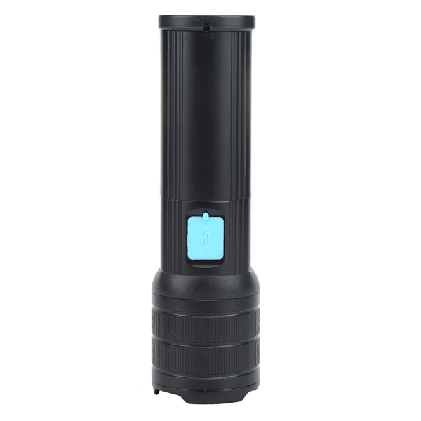 Super Ljus Utomhus LED Ficklampa Vattentät USB Laddningsbar Zoombar för Camping Picknick Klättring svart