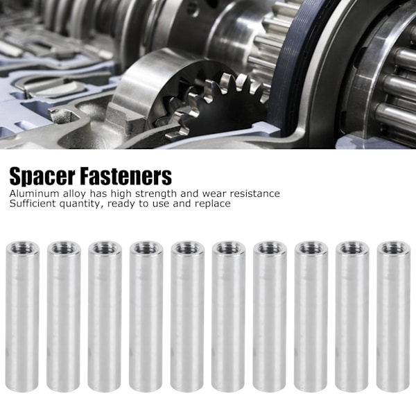 10 stk. Aluminiumsstøttepilarer med rund hunn-gjenge, avstandsholder, støttefester, M4x0,7 mm lang, 26 mm