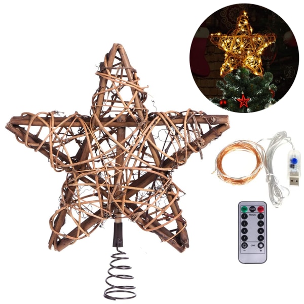 Christmas Star Tree Topper med 30 LED varmehvite kobberlys