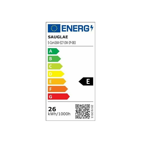 26W LED-pærer, 200W ækvivalent glødepære, 3000Lm, 6000K kølig hvid, E27 Edison-skruepærer, 3 stk. [Energiklasse E]
