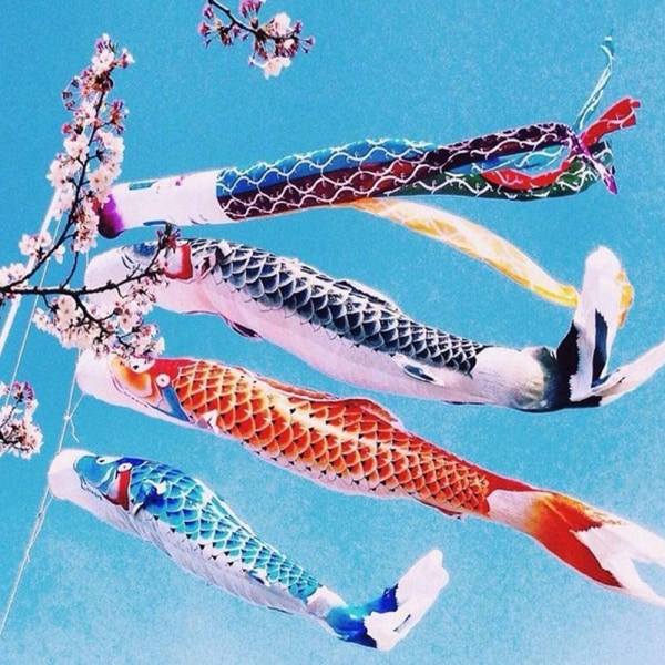 5 stykker japansk karpe vindsæk Streamer fiskeflag drage