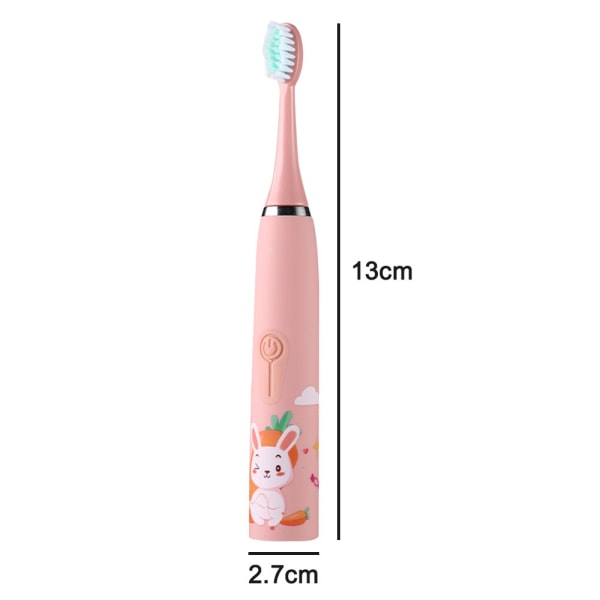 Ultralyd genopladelig børnetandbørste, 6 børstehoveder, pink