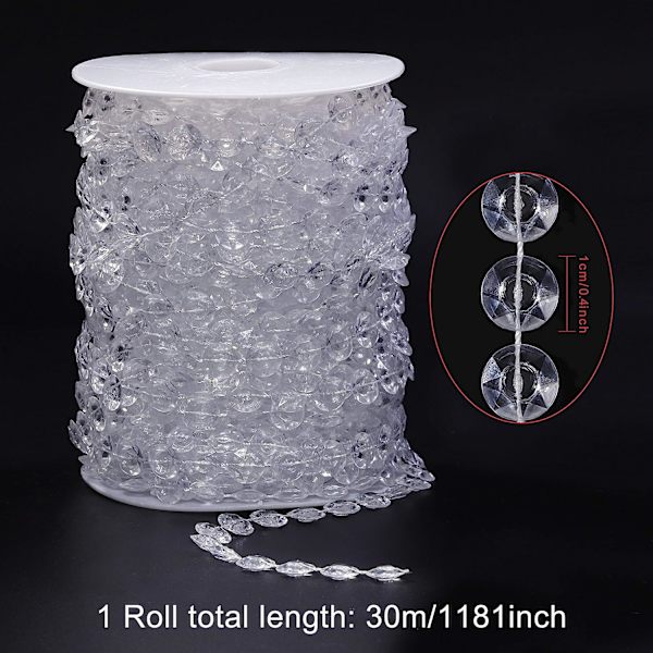 MengH-SHOP Krystalperler Girlande 30 Meter Krystal Diamant