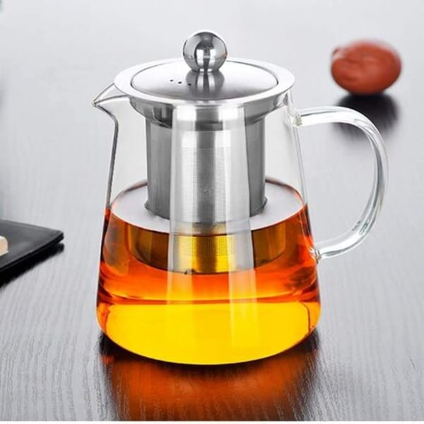 Heat Resistant Glass Teapot with Infuser, Clear Handle, Perfect