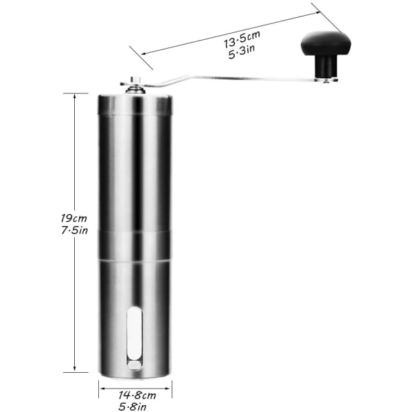 Manuaalinen kahvimylly säädettävällä asetuksella - Mylly