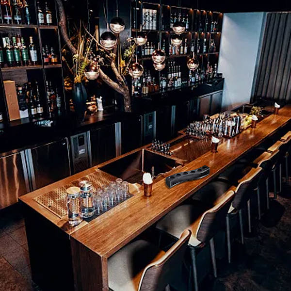 Träskottshållare Displayställ Bar Vin Drycker Kopp Förvaring Transportör Flight Provning Serveringsbricka 6 Hål