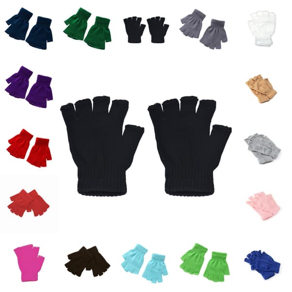 Square mittens, short & fingerless Black