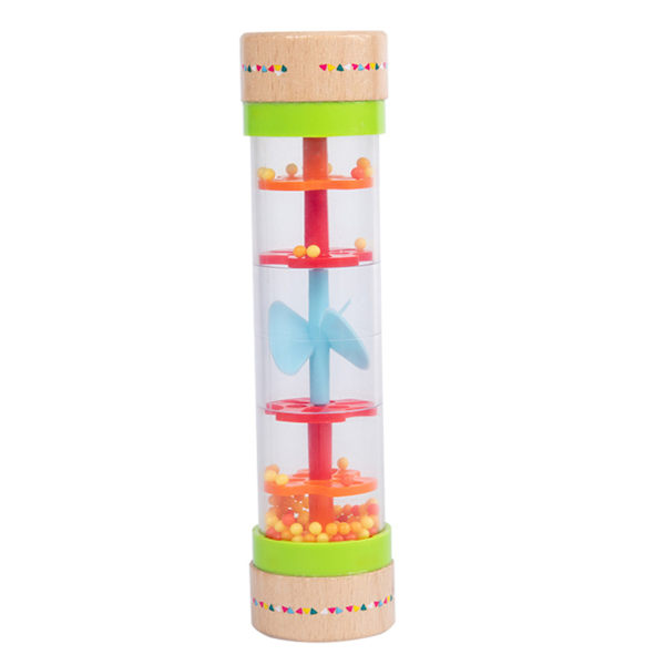 Baby Rainmaker Regnstav Simulation Trä Regnbåge Skallra Rainmaker Leksak Regndroppar Musikinstrument Färgglad Regnljud Cylinder
