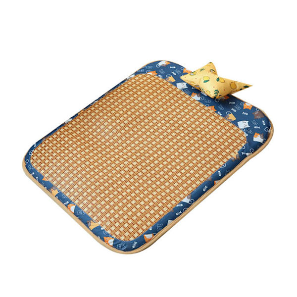 Hund Rattan Kylmatta Bite Resistent Bekväm Andningsbar Katt Kylmatta för Sommar L Blå