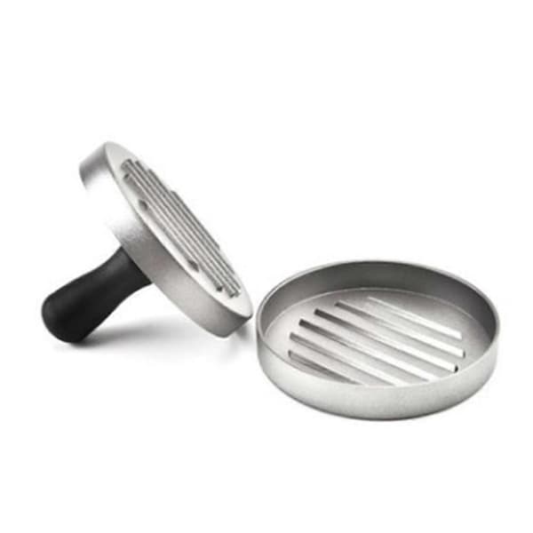 Hamburgerpress i rostfritt stål, biffpress med handtag, non-stick hamburgerpress