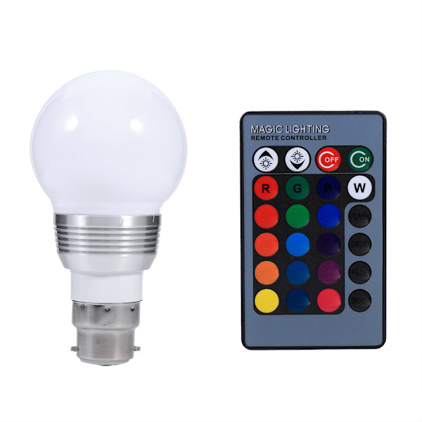 3W 16 Färg RGB LED Ljus Färgväxlande Glödlampa 85-265V Med Fjärrkontroll För Hem Bar B22