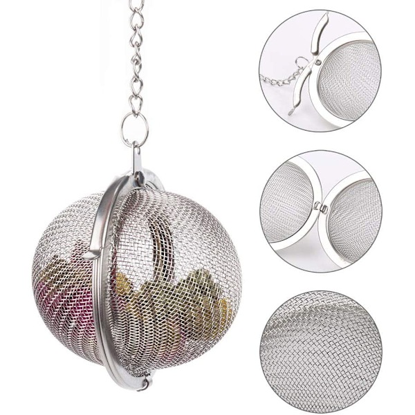2 rustfrie stål te kugler, mesh te infuser filter
