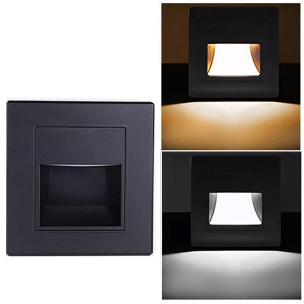 3 stk. Trinlys 1,5W 3000K Varm Hvid Blød Belysning Indbygget Trappe Trinlampe til Sengeside Korridor Trappe