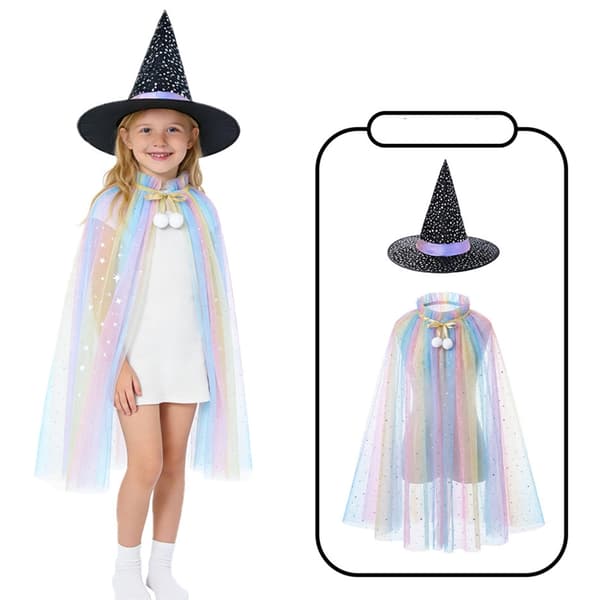 Halloween Wizard Costume Wizard Witch Cloak with Hat for Cosplay Masquerade