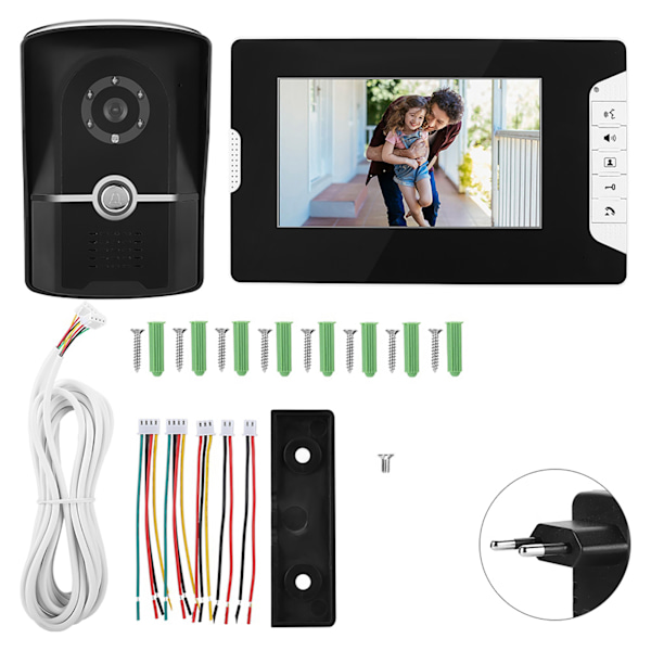 7 tommer HD LCD Videodørtelefon Dørtelefon Hjemmonitor Udendørs Kamera (EU Stik)