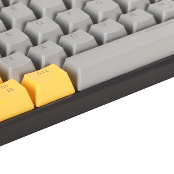 61-tasters mekanisk tastatur, bærbar kompakt 60 % spilltastatur med LED-bakgrunnsbelysning for Windows PC-bærbar PC, gul grå overflate rød bryter