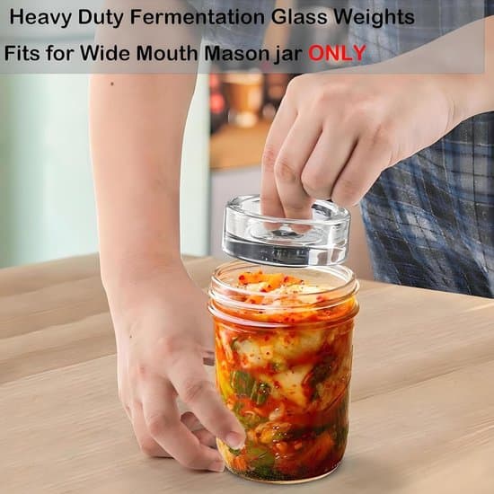 2-pack Glass Fermentation Weights - With Easy-to-Handle Handles - Suitable for Wide Mouth Jars, Canning Jars, Fermentation Kits,