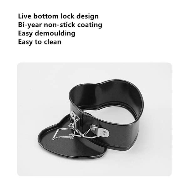 JMXC Sæt med 4 mini non-stick hjerteformede springforme, non-stick