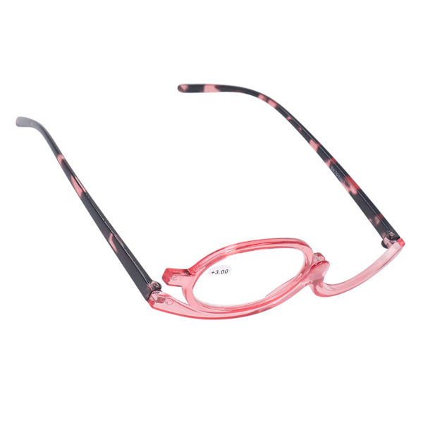 Sminkebriller Lett Folding Roterende Enkeltlinse Kvinner Forstørrende Kosmetiske Øyeglass, Rosa, +3.00
