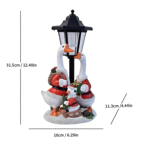 Solar LED Gåsestatue til Veranda, Julefigur til Haven til Vinterdekoration_NY