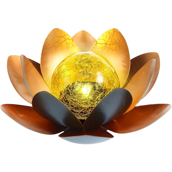 Solar Lotus Lys Hage Utendørs Borddekor, Amber Crackle Globe