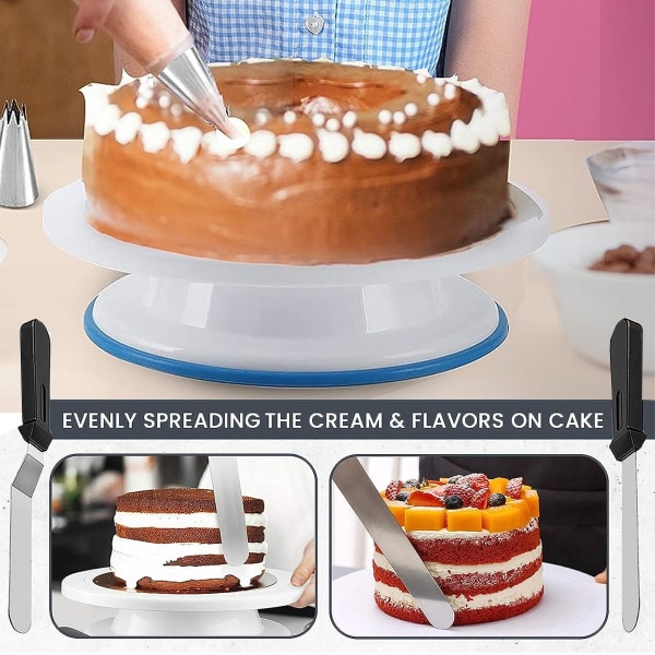 Kakun koristelusarja, kakun koristelusarja, kakun kääntöpöytä, kuorrutusputken kärjet jne