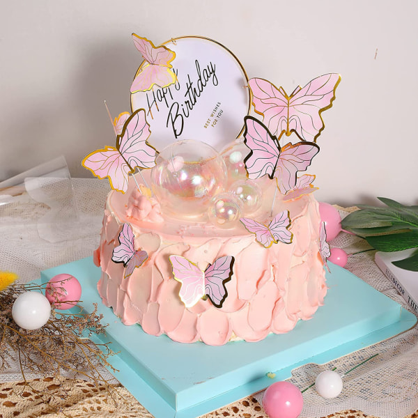 40 stk. Butterfly Cake Toppers Dekorationer, Festartikler til