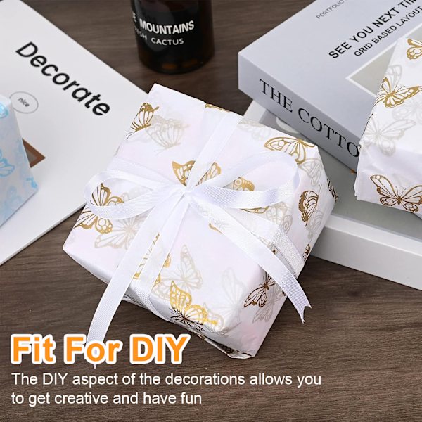 25 st gyllene fjärilspapper, presentpapper i bulk, presentpapper för födelsedagar, fester och bröllop, shower DIY-hantverk