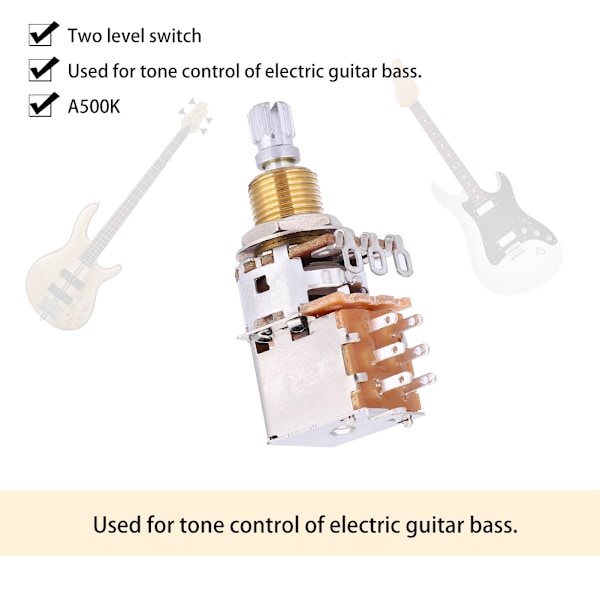 A500K Elektrisk Gitar Lineær Potensiometer Tone Trekknappbryter Pot Pickup Bryter