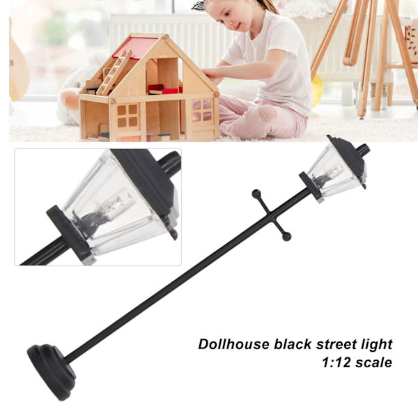 1/12 Skala Dukkehus Gatebelysning LED Miniatyr Dukkehus Gate Lampe for Dekorasjon Svart