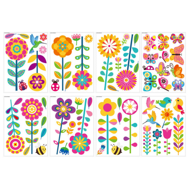 8stk Spring Floral Wall Stickers Barnehage klasserom