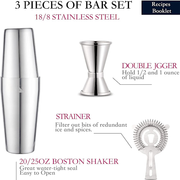 Barudstyr med drinkshaker dåser, si, dobbelt