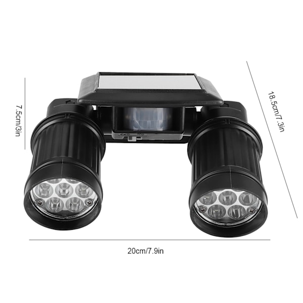 Solcellsdrivna spotlights, energieffektiva LED-vägglampor, vattentät utomhusbelysning, automatisk PÅ/AV för trädgård och gård, varje huvud med 14 LED-lampor