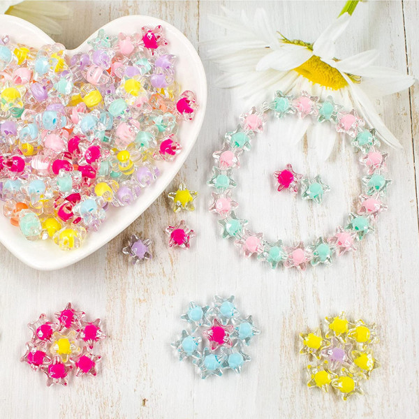 3 pakker akrylperler, stjernefrostede DIY-perler