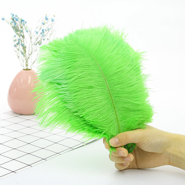 Engros 10 stk naturlige han-strudsefjer 25-30 cm/10-12 tommer Stor fluff Grøn