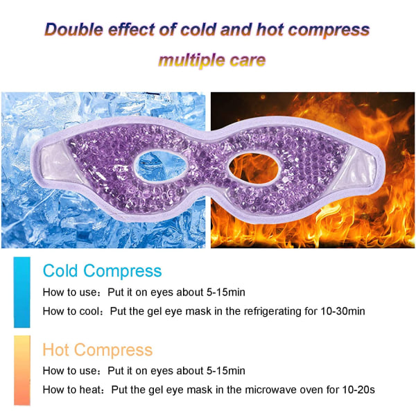 2 stk. Gel øyemaske Gjenbrukbar Varm Kald Kompress Pakke