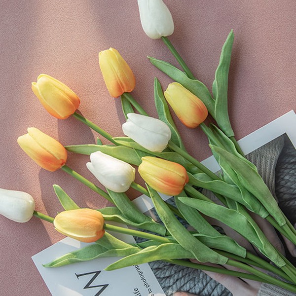 10 st PU konstgjorda tulpaner Real Touch konstgjorda blommor arrangemang