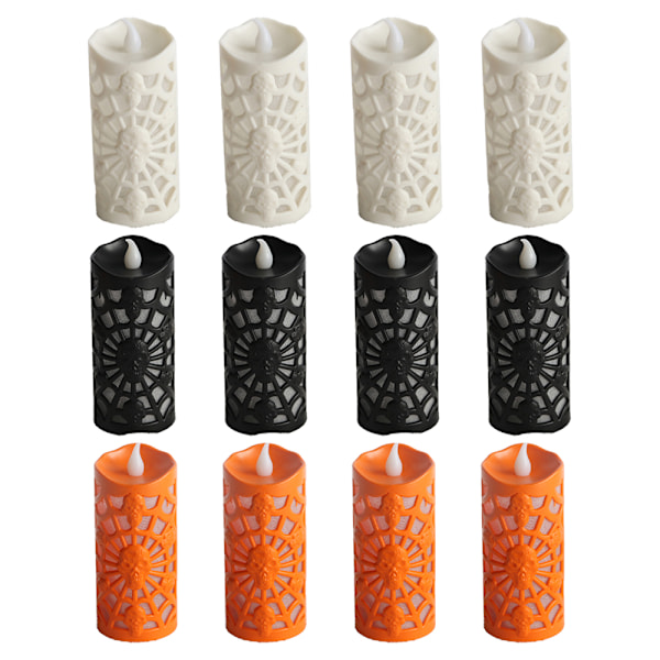 12PCS/4PCS Hodeskalle Edderkoppnett Lampe Stearinlys Dekorasjon LED