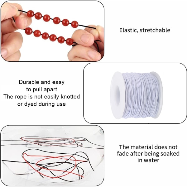 En rulle med kärnad elastisk tråd - 0,8 mm i flera färger för