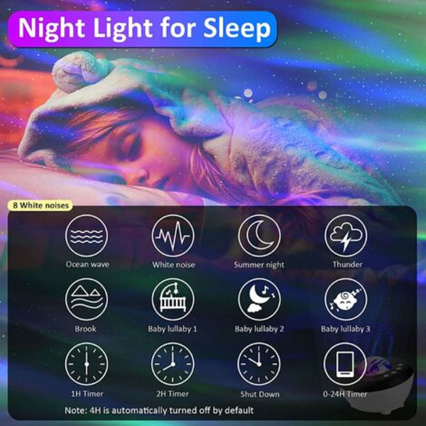Nattlampa för barn, stjärnhimmel WiFi Bluetooth LED-projektor,